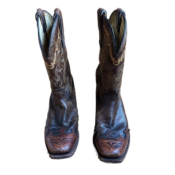 Tony Lama Shoes - Tony Lama Wingtip Cowgirl Boots Women Dasah 7.5 Brown Leather Western VF6004